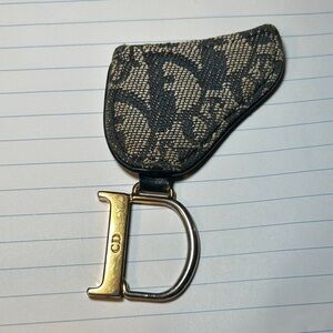 263. Dior Blue and Cream Saddle Key Holder/Charm w/coa